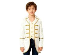 Miaeowve Kids Boys Steampunk Jacket Vintage Gothic Victorian Tailcoat Long Sleeve Fake 2 In 1 Jacket Ivory 13-14 Years