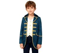 Miaeowve Kids Boys Steampunk Jacket Vintage Gothic Victorian Tailcoat Long Sleeve Fake 2 In 1 Jacket Peacock Blue 7-8 Years