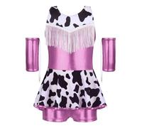Miaeowve Kids Girls Cowgirl Costume Metallic Gloss Back Cross Built-In Shorts Dress for Cosplay Themed Party Pink 5-6 Years