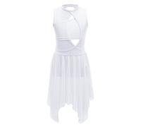 Miaeowve Kids Girls Lyrical Dance Dress Gymnastics Ballet Leotard Modern Jazz Latin Dress Dance Costume Dancewear White 13-14 Years