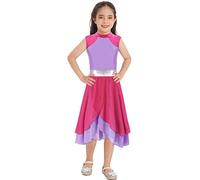 Miaeowve Kids Girls Praise Lyrical Dance Dress Church Worship Robe Ballet Modern Dress Liturgical Dance Costume Hot Pink&Lavender 9-10 Years