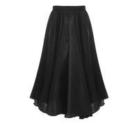 Miaeowve Kids Girls Satin Spanish Bull Dance Skirt Bullfight Skirt Chiffon Long Latin Belly Dance Performance Costume Black 11-12 Years