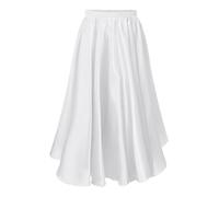 Miaeowve Kids Girls Satin Spanish Bull Dance Skirt Bullfight Skirt Chiffon Long Latin Belly Dance Performance Costume White 7-8 Years