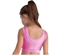 Miaeowve Kids Girls Sleeveless Gymnastics Ballet Jazz Dance Tops Shiny Metallic Print Crop Tank Top Hot Pink