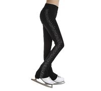 Miaeowve Kids Sparkly Figure Skating Pants Girls High Waist Ice Skating Tights Dancing Leggings Training Practice Pants Black 10 Years