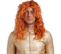 Miaeowve Mens 80s Long Curly Rocker Costume Wig for Rock Music Punk Rockstar Halloween Cosplay Costume Type E One Size