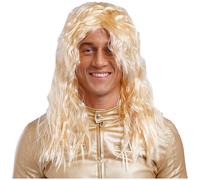 Miaeowve Mens 80s Long Curly Rocker Costume Wig for Rock Music Punk Rockstar Halloween Cosplay Costume Type D One Size