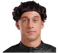 Miaeowve Mens Judge Colonial Wig Historical Events Judge Costumes Lawyer Law Court Fancy Dress Cosplay Wigs Brown One Size
