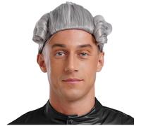 Miaeowve Mens Judge Colonial Wig Historical Events Judge Costumes Lawyer Law Court Fancy Dress Cosplay Wigs Grey One Size