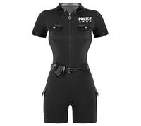 Miaeowve Women's Sexy Police Costume Halloween Rompers Dirty Sexy Cop Uniform Police Naughty Officer Outfit Fancy Dress Black S
