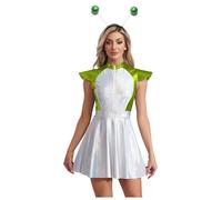 Miaeowve Womens Space Alien Costume Outer Space Cadet Cosplay Outfits Dress with Hairhoop Green XL