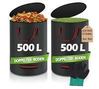Miaglury 2 x 500 L Garden Waste Bag with Lid, Large Double Base