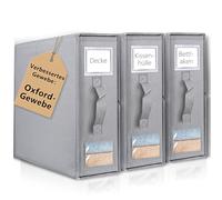 Miaglury Bedding Storage Foldable Bed Sheet Organiser, 3 Pack Upgraded Oxford Underbed Storage Boxes with Zip for Queen/King Sheets with Handle for Duvet Cover,Pillow Case,Blanket,Cloth,Wardrobe,Grey