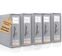 Miaglury Bedding Storage Foldable Bed Sheet Organiser, 5 Pack Upgraded Oxford Underbed Storage Boxes with Zip for Queen/King Sheets with Handle for Duvet Cover,Pillow Case,Blanket,Cloth,Wardrobe,Grey