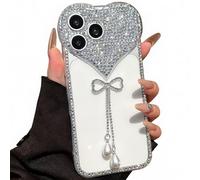 Miagon 3D Glitter Heart Gems Case for iPhone 16 Pro Max,Cute Perla Pendant Sparkle Shiny Bling Cover Girly Bling Diamond Rhinestone Aesthetic Phone Bumper for Women Girls