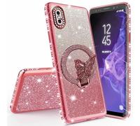 Miagon Bling Case for iPhone XS Max,Shiny Sparkle Electroplated Bumper Diamond Frame Glitter Butterfly Stand Silicone Protective Cover for Girls Women
