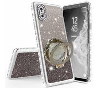 Miagon Bling Case for iPhone XS Max,Shiny Sparkle Electroplated Bumper Diamond Frame Glitter QuickSand Liquid Ring Stand Silicone Protective Cover Silver