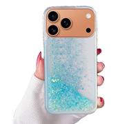 Miagon Luminous Effect Moving Quicksand Back Case Cover for iPhone 17 Pro Max,Noctilucent Glow in the Dark Flowing Glitter Sparkle Liquid Clear Bumper