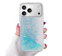 Miagon Luminous Effect Moving Quicksand Back Case Cover for iPhone 17 Pro Max,Noctilucent Glow in the Dark Flowing Glitter Fluorescent Sparkle Liquid Clear Bumper