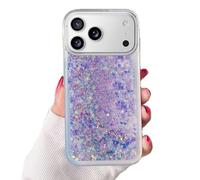 Miagon Luminous Effect Moving Quicksand Back Case Cover for iPhone 17 Pro Max,Noctilucent Glow in the Dark Flowing Glitter Sparkle Liquid Clear Bumper for Women Girls