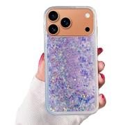 Miagon Luminous Effect Moving Quicksand Back Case Cover for iPhone 17 Pro Max,Noctilucent Glow in the Dark Flowing Glitter Sparkle Liquid Clear Bumper