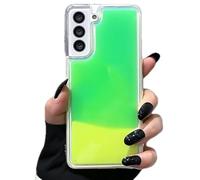 Miagon Luminous Effect Quicksand Back Case Cover for Samsung Galaxy S22,Noctilucent Glow in the Dark Flowing Fluorescent Sparkle Liquid Clear Bumper