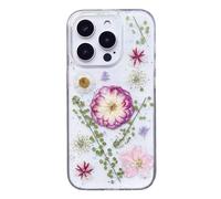 Miagon Real Dry Flower Case for iPhone 16 Pro Max,Bling Glitter Clear Pressed Dried Flowers Hard Cover Girls Women Floral Rubber Girly Aesthetic Sparkle Unique Handmade Bumper