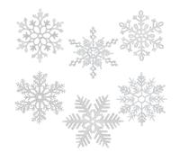 MIAHART 12 inches Large Silver Snowflakes Ornaments 6 Pack Big Plastic Glitter Snowflake Ornaments for Christmas Tree Winter Indoor Outdoor Window Giant Craft Hanging Snowflakes Decorations