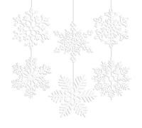 MIAHART 12 inches Large White Snowflakes Ornaments 6 Pack Big Plastic Glitter Snowflake Ornaments for Christmas Tree Winter Indoor Outdoor Window Giant Craft Hanging Snowflakes Decorations