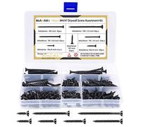 MIAHART 180 Pcs M4 Black Wood Screw Assortment Coarse Thread harp Point Self Tapping Screws 7 Sizes Drywall Screws for Drywall Sheetrock Wood Furniture and Cabinet