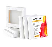 MIAHART 6 Pcs 4"x4"Mini Stretched Canvas White Blank Canvas 10x10cm Art Canvases Boards for Acrylic Oil Painting and Decorating(10x10cm)
