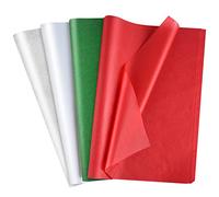 MIAHART 60 Sheets Christmas Tissue Paper Bulk 50 * 35cm Red Green White and Silver Christmas Wrapping Paper for DIY and Craft Gift Bags Packaging Decorations