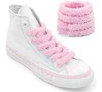 Miaherry 1 Pair Fluffy Shoelaces - Thick Plush Shoelaces Fluffy Wide Fuzzy Shoe Laces for Trainers Sports Shoes Leisure Shoes Winter Festivals 120 cm Long 1 cm Wide, pink