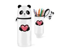 Miaherry Pencil Case Kawaii Pencil Case - 2-in-1 Soft Silicone Bag Stand Up - Heart & Animal Pen Holder, Pencil Cases, School Supplies, Learning Accessories, Bamboo Design for Girls & Boys, heart