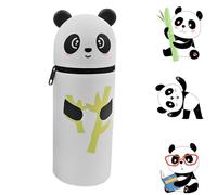 Miaherry Pencil Case Kawaii Pencil Case - 2-in-1 Soft Silicone Bag Stand Up - Heart & Animal Pen Holder, Pencil Cases, School Supplies, Learning Accessories, Bamboo Design for Girls & Boys, bamboo