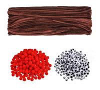 Miaija 1000Pieces Christmas Brown Pipe Cleaners Set Cleaners Chenille Stems Wiggle Googly Eyes with Red Pom Poms for Craft DIY Art Supplies