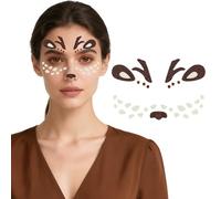 Miaija 2Pcs Christmas Brown Reindeer Face Stickers Fawn Makeup Face Tattoo Deer Face Carnival Sticker for Xmas Parties Theme Party