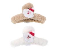Miaija 2Pieces Christmas Hair Claw Clips Cute Santa Plush Hair Claw Clips with Santa Claus Pattern Hair Accessories for Women Girls