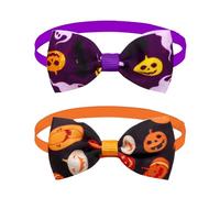 Miaija 2Pieces Halloween Pet Bow Ties Soft Ghost Pumpkin Pattern Bow Ties Adjustable Decoration Accessories for Dogs and Cats Holiday