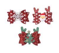 Miaija 3Pieces Christmas Bow Hair Clips Sparkly Xmas Tree Santa Claus Snowflake Holiday Hair Pins for Women Teens Toddlers Kids Xmas Decor Gift