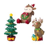 Miaija 3Pieces Christmas Fish Tank Decorations Multicolor Christmas Tree Squirrel and Elk Landscape Decoration Create Holiday Festive Atmosphere Accessories for Kids Adult