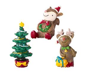 Miaija 3Pieces Christmas Fish Tank Decorations Multicolor Christmas Tree Squirrel and Elk Landscape Decoration Create Holiday Festive Atmosphere Accessories for Kids Adult