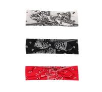 Miaija 3Pieces Rabbit Ear Hairband Paisley Elastic Rabbit Ear Hair Bands Retro Flower Printed Fashion Hair Accessories for Girls and Women