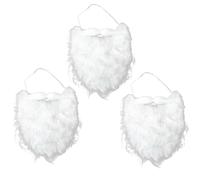 Miaija 3Pieces Santa's Beards White Funny Beard Fake Whisker with Adjustable Elastic Rope Hair Costume Accessories for Christmas Party Cosplay Supplies