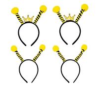 Miaija 4Pieces Bee Antenna Headband Yellow Black Pom Pom Head Boppers Cute Headdress Bee Cosplay Photo Props Honey Bee Costume Cosplay Accessory for Kids