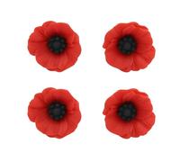Miaija 4Pieces Poppy Badges Pins Artificial Flower Pins Brooch Red and Black Pin Decoration Accessories Remembrance Day Gift for Men and Women（ 23mm）