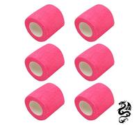 Miaija 6 Rolls Tattoo Grip Needle Bandage 5 Cm Wide Tattoo Grip Cover Wrap Tape Elastic Self Cohesive Tattooes Needle Bandage for Machine Grips Tube Accessories (Pink)