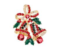 Miaija Christmas Bell Brooches Sparkling Rhinestone Brooch Pins Wreath Delicate Brooch Gift for Women and Girls Christmas Jewelry