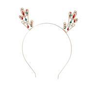 Miaija Christmas Reindeer Antlers Headband Red Green Rhinestone Headbands Cute Hair Hoops with Ears Glitter Photo Booth Props for Xmas Holiday Party Decoration