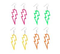 Miaija Multicolored Flash Dangle Earrings - Zinc, Acrylic - 8 Count - Bolt Shape - Lever Back, Screw Back - Post Setting - Retro, Flashy Style - Women's Theme Party Costume Accessories